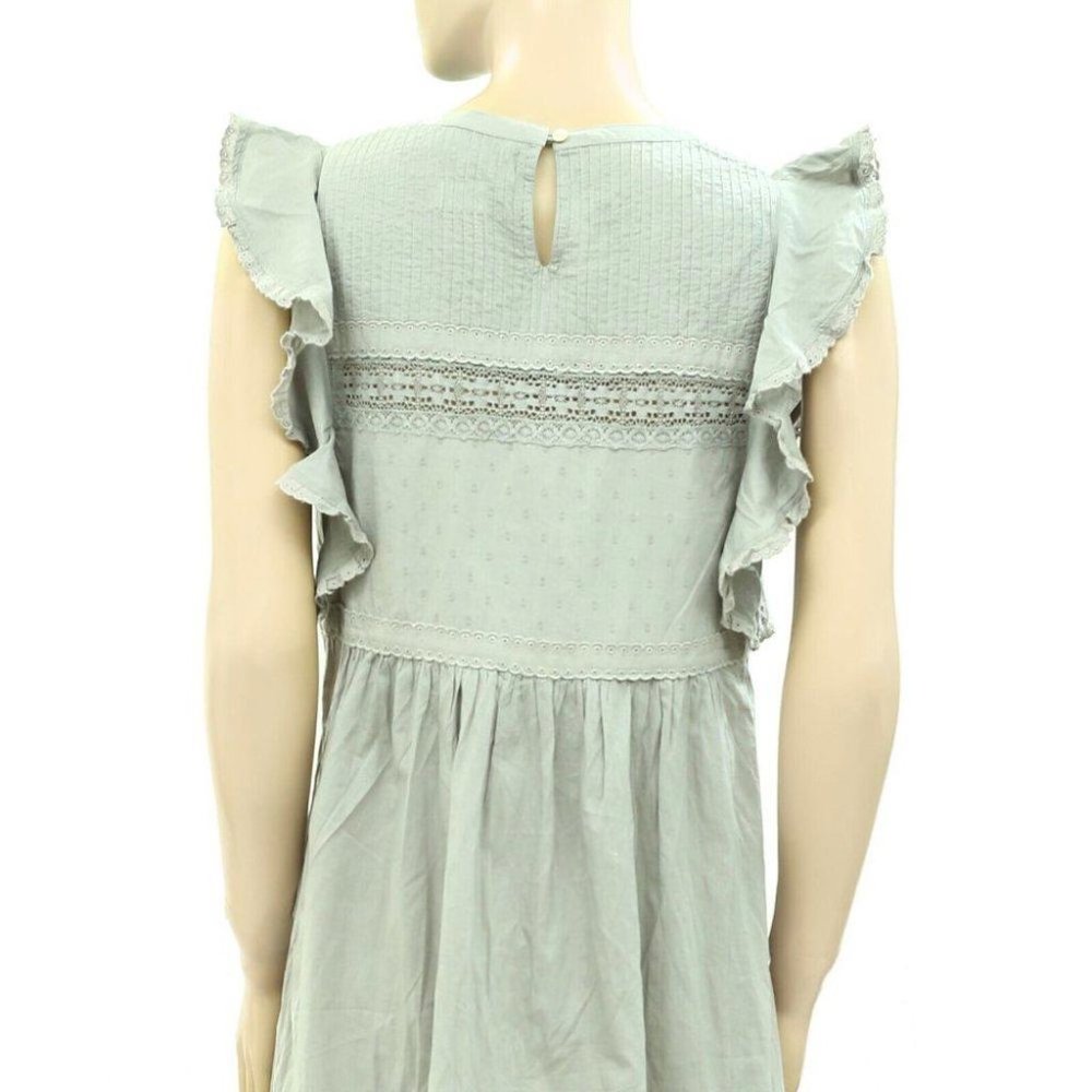 Odd Molly Anthropologie Swiss Dot Lace Mini Dress Ruffle Cotton Mint S-1 View 4